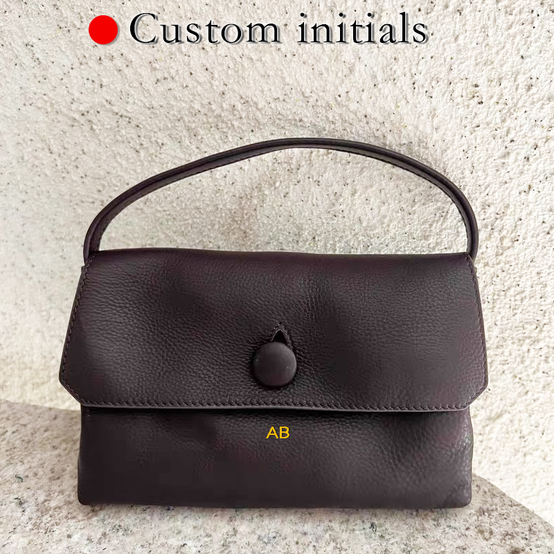 Luxury Bags Leather - Custom Initials Genuine Leather Mini The