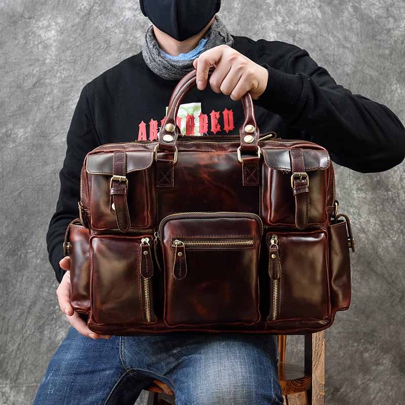 Laptop Bag Leather 15 - Men's genuine leather briefcase fit 15