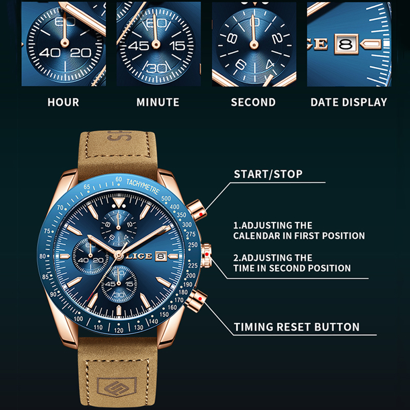 LIGE Casual Sports Men Watch L - Luxury Bags Brands List 评论和价格