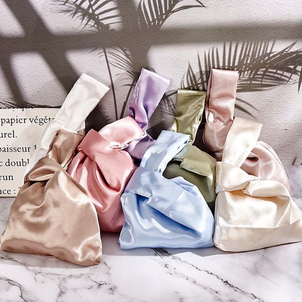 Women Silk Satin Knot Wrist Ba - Luxury Bags Consignment 评论和价格