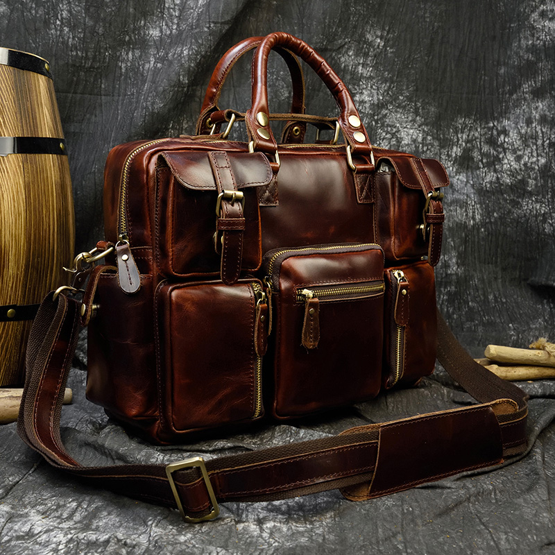 Men's genuine leather briefcas - Laptop Bag Leather 15 评论和价格
