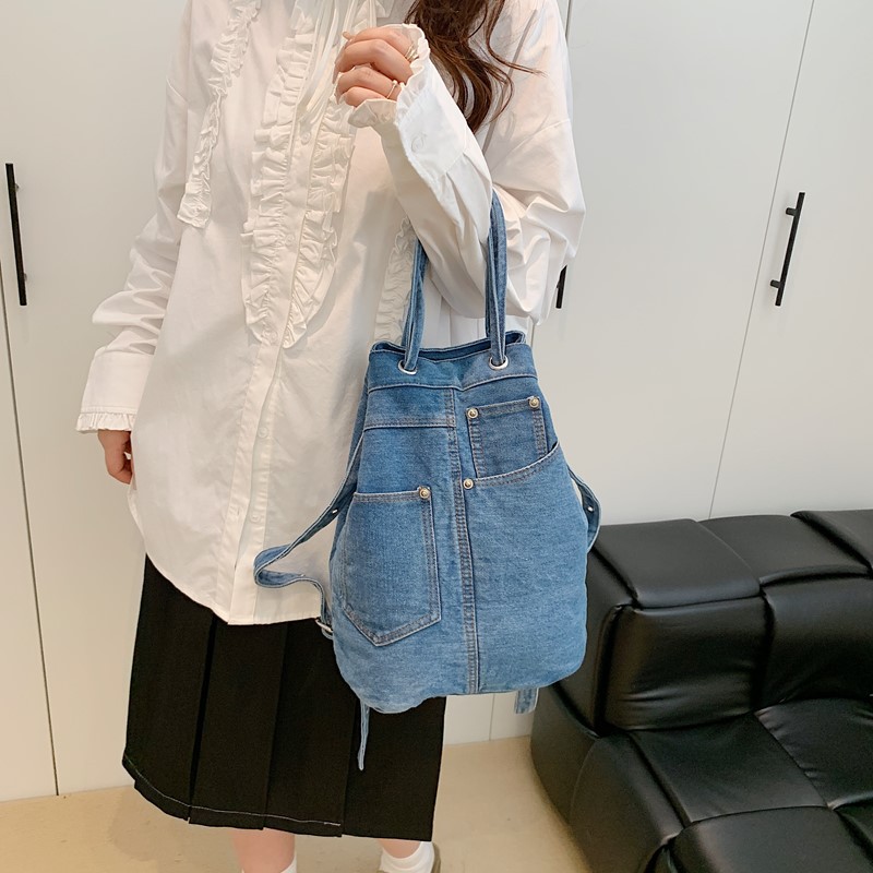 Denim Female Backpacks Casual  - Luxury Bags For Kids 评论和价格