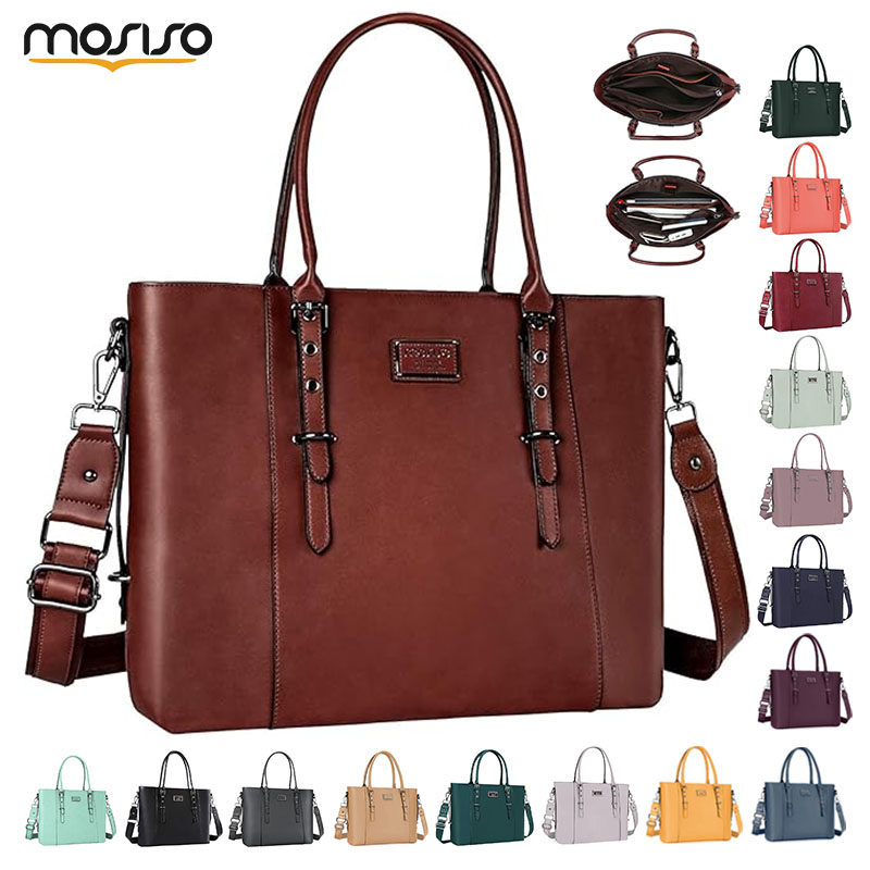 PU Leather Laptop Tote Bag for - Laptop Bag Leather 15 评论和价格